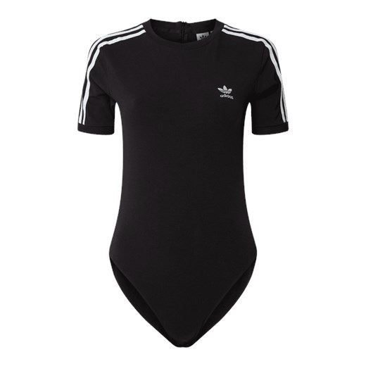 Bluzka damska Adidas Originals wiosenna czarna z elastanu z krótkim rękawem z okrągłym dekoltem 