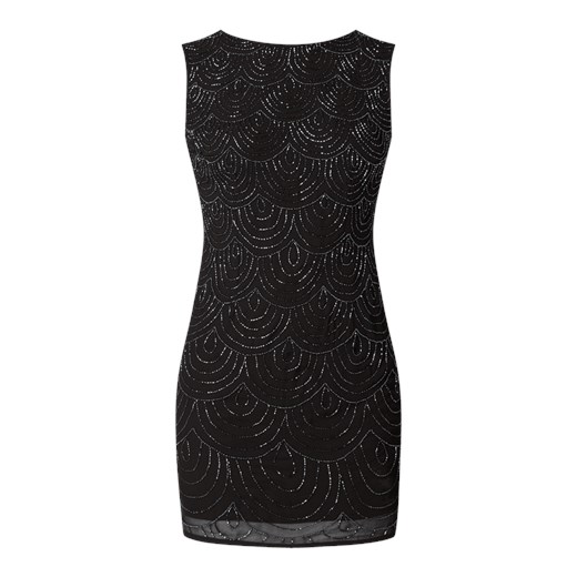 Czarna sukienka Lace & Beads na sylwestra z szyfonu mini bez rękawów 