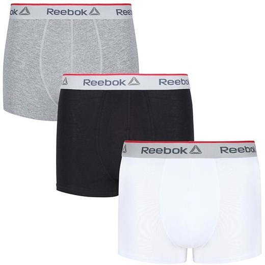 Bokserki męskie Cotton Elastane Trunk 3 pary Reebok (black/grey/white)  Reebok Fitness M promocja SPORT-SHOP.pl 