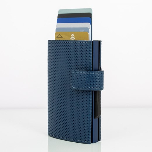Portfel Aluminiowy Ogon Designs Cascade Wallet Snap Vegan Leather Traforato Blue  Ogon Designs uniwersalny komono.pl