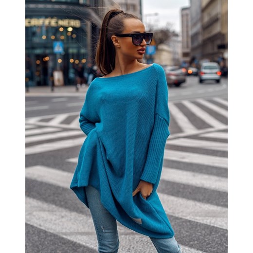 Sweter damski niebieski na zimę 