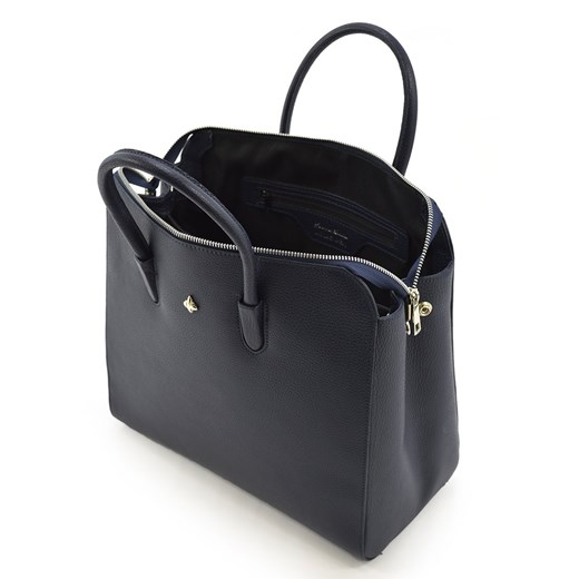 Shopper bag czarna Vera Pelle skórzana elegancka średnia 