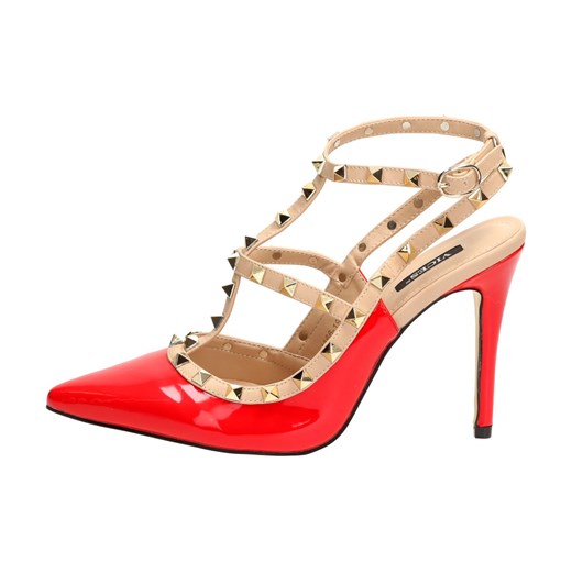 Czerwone sandały damskie szpilki VICES 1166-19
