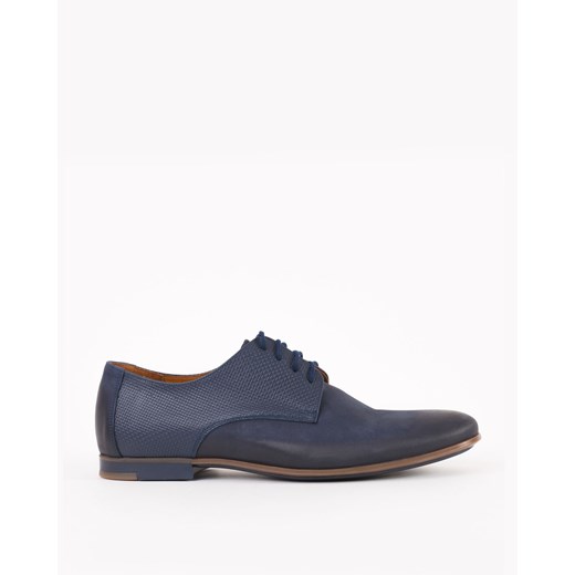 Buty eleganckie męskie Kulig niebieskie wiązane z nubuku