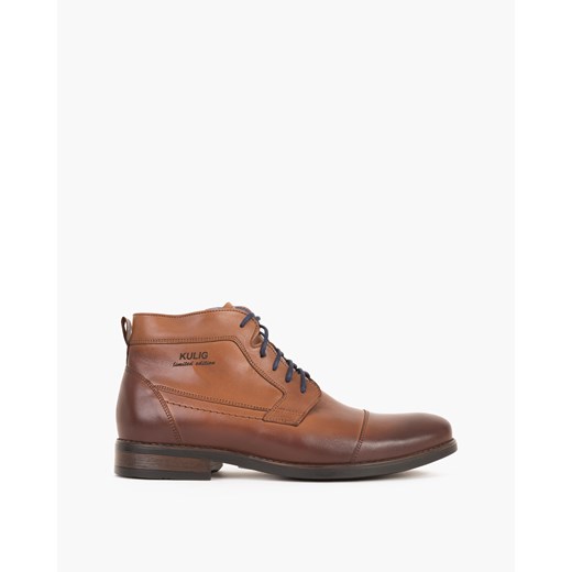Buty zimowe męskie Kulig brązowe sznurowane skórzane
