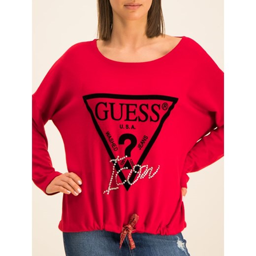 Sweter damski Guess w nadruki casual z okrągłym dekoltem 