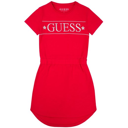 Sukienka dziewczęca czerwona Guess z napisami 