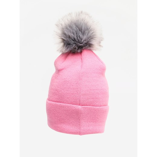 Różowa czapka zimowa damska Stoprocent casual z haftami 