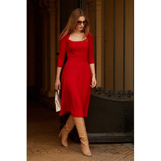 Sukienka Risk Made In Warsaw czerwona rozkloszowana elegancka midi 