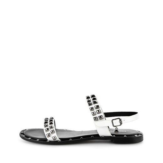 Czarno-białe sandały z ozdobnymi ćwiekami SALA