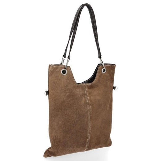 Shopper bag Genuine Leather skórzana na ramię bez dodatków 
