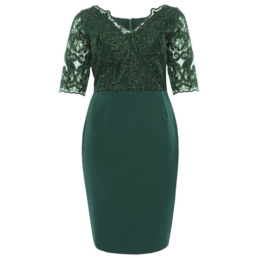 Dłuższa zielona sukienka połyskująca koronka   50 Modne Duże Rozmiary