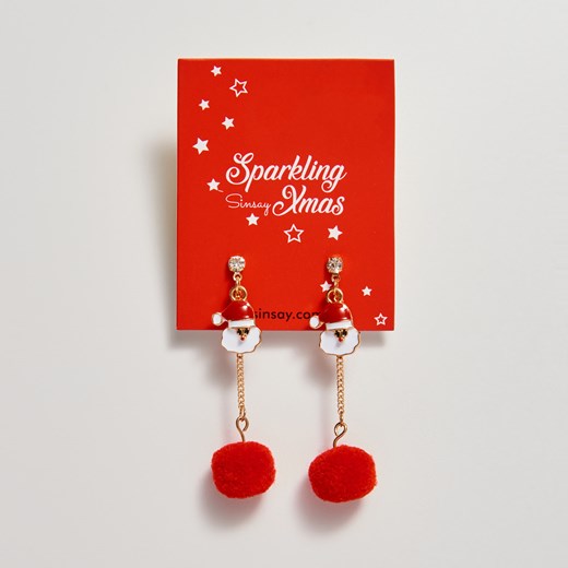 Sinsay - Wiszące kolczyki świąteczne z Mikołajem - Czerwony  Sinsay One Size 