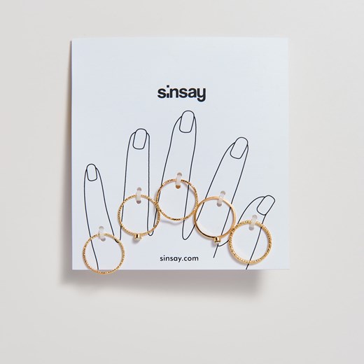 Sinsay - Zestaw minimalistycznych pierścionków - Beżowy Sinsay  One Size 