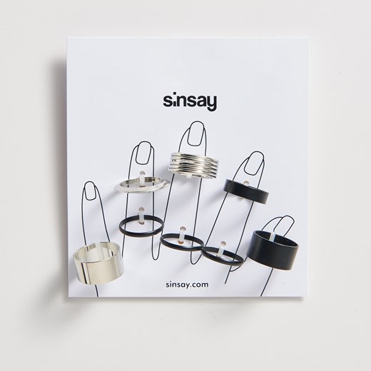 Sinsay - Zestaw 8 pierścionków - Wielobarwny Sinsay  One Size 