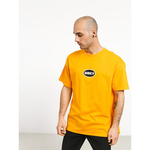 T-shirt męski żółty OBEY z krótkim rękawem 