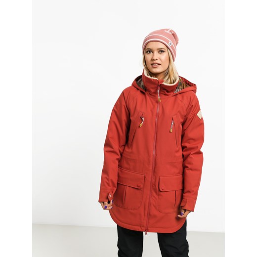 Czerwona kurtka sportowa Burton na zimę bez wzorów 