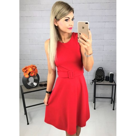 Sukienka mini czerwona bez wzorów 