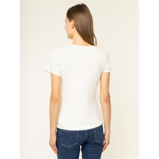 Biała bluzka damska Calvin Klein z okrągłym dekoltem z krótkim rękawem 