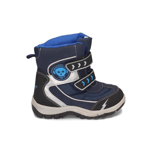 Buty zimowe dziecięce AXIM śniegowce granatowe na rzepy bez wzorów 