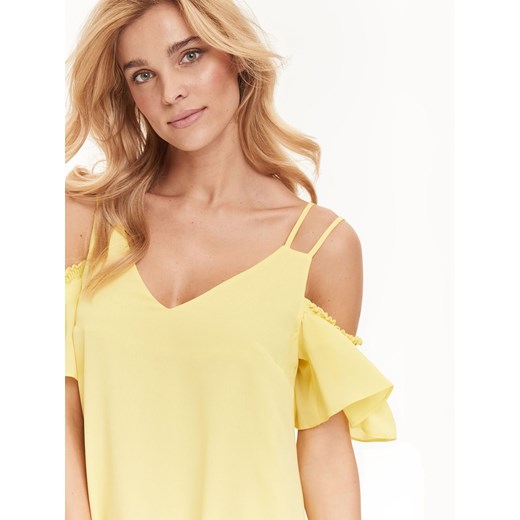 Sukienka Top Secret żółta bez wzorów na ramiączkach 