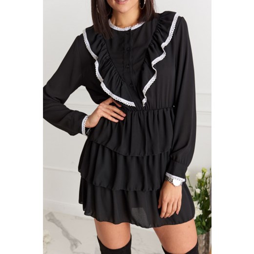 Sukienka z falbankami czarna 18004