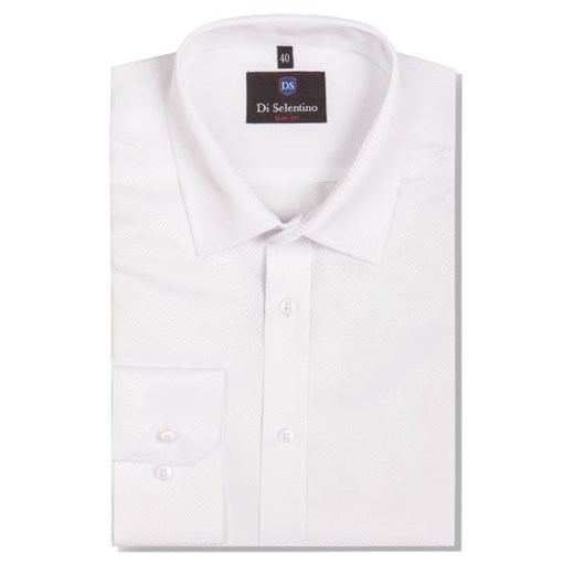 Biała koszula męska z wzorem krój klasyczny Di Selentino  47 