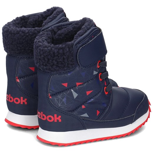 Buty zimowe dziecięce Reebok bez wzorów na rzepy granatowe śniegowce 