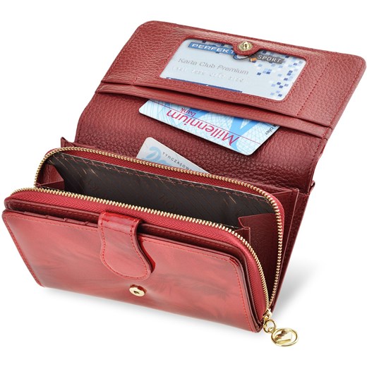 Elegancki skórzany portfel damski rovicky lakierowana opalizująca portmonetka rfid pudełko - czarny Rovicky   world-style.pl