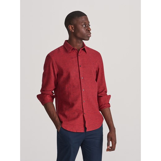 Koszula męska czerwona Reserved z długim rękawem bez wzorów 