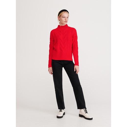 Sweter damski czerwony Reserved casual 