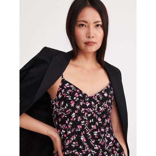 Reserved bluzka damska z dekoltem w serek z wiskozy w kwiaty 