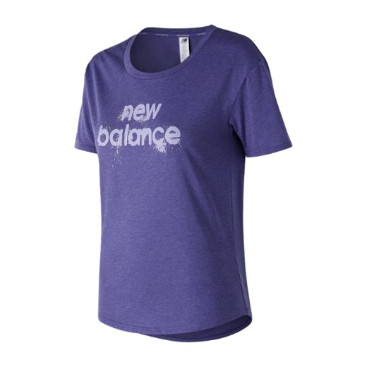 Bluzka damska New Balance sportowa z krótkimi rękawami z aplikacją z okrągłym dekoltem 
