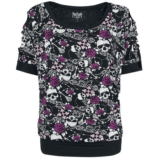Bluzka damska Black Premium By Emp w kwiaty z krótkim rękawem 