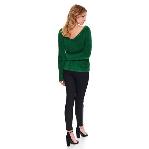 Sweter damski zielony Top Secret na zimę bez wzorów 