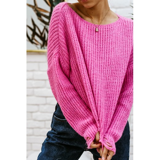 Sweter YOKI poszarpany Różowy Fancy  One Size 