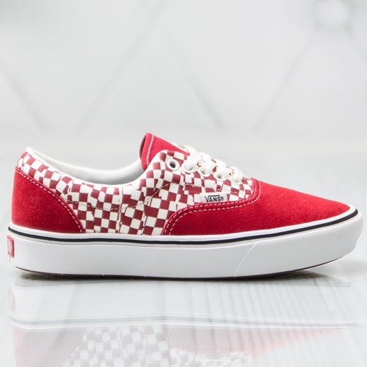 Vans trampki damskie era sportowe sznurowane czerwone płaskie w kratkę z niską cholewką 