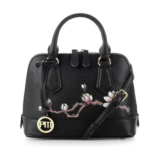 Czarna torebka z ręcznie malowanymi kwiatami RECATTIVO