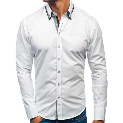 Koszula męska elegancka z długim rękawem biała Bolf 3704-1