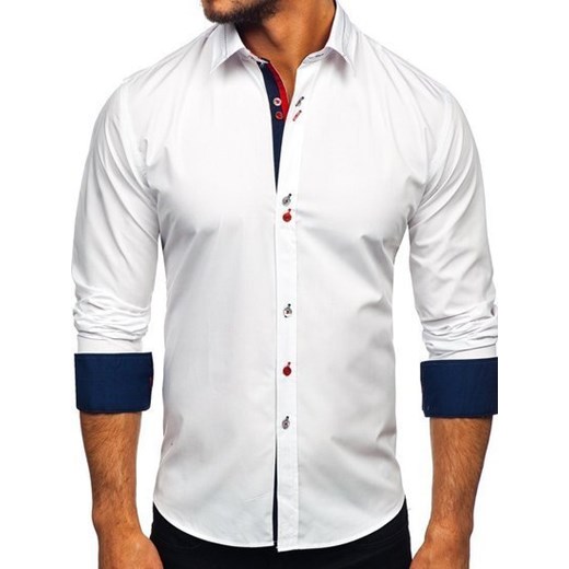 Koszula męska elegancka z długim rękawem biała Bolf 5826