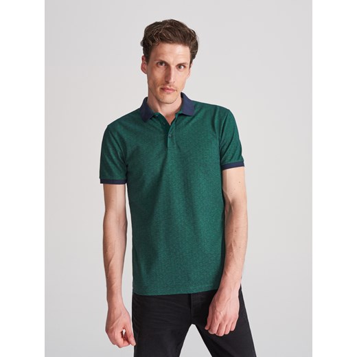 Zielony t-shirt męski Reserved z krótkim rękawem bez wzorów casualowy 