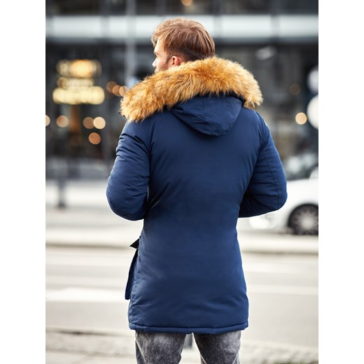 Męska zimowa kurtka z kapturem w kolorze granatowym 2019-02-7TM Escoli  XL wyprzedaż  