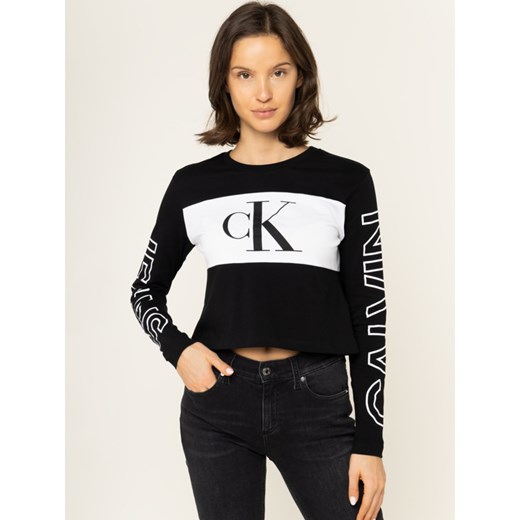 Bluzka damska Calvin Klein na jesień z długimi rękawami młodzieżowa 