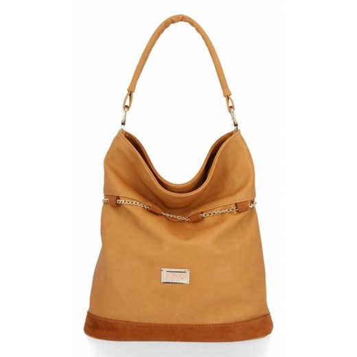 Shopper bag Conci elegancka ze skóry ekologicznej beżowa na ramię 
