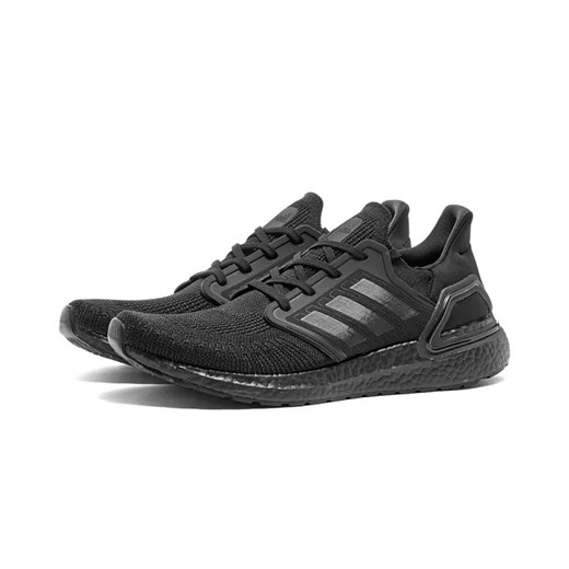 Buty sportowe damskie czarne Adidas do biegania płaskie sznurowane bez wzorów z gumy 