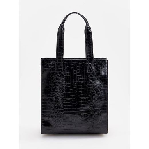 Shopper bag Reserved z tłoczeniem elegancka do ręki bez dodatków 