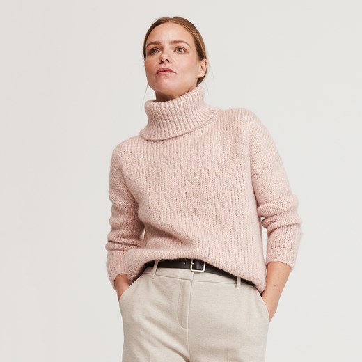 Reserved - Sweter z golfem - Różowy  Reserved M 