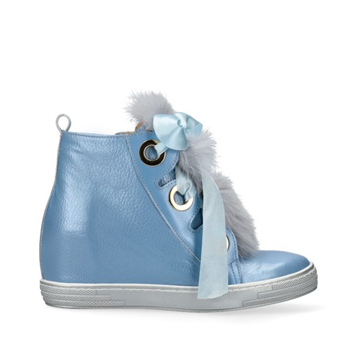 Sneakersy damskie niebieskie Arturo Vicci gładkie na wiosnę skórzane 
