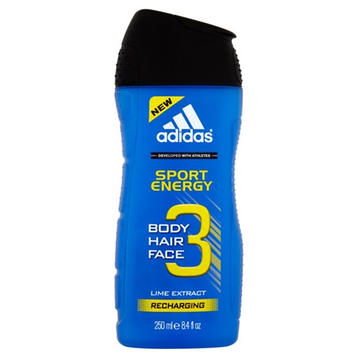 Adidas Sport Energy 3 Żel Pod Prysznic Do Ciała Włosów I Twarzy 250 Ml Adidas   Drogerie Natura