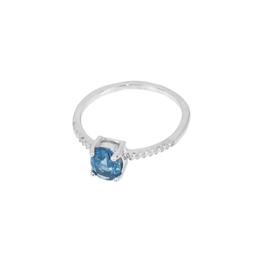 Srebrny pierścionek z topazem london blue i cyrkoniami    monarti.pl